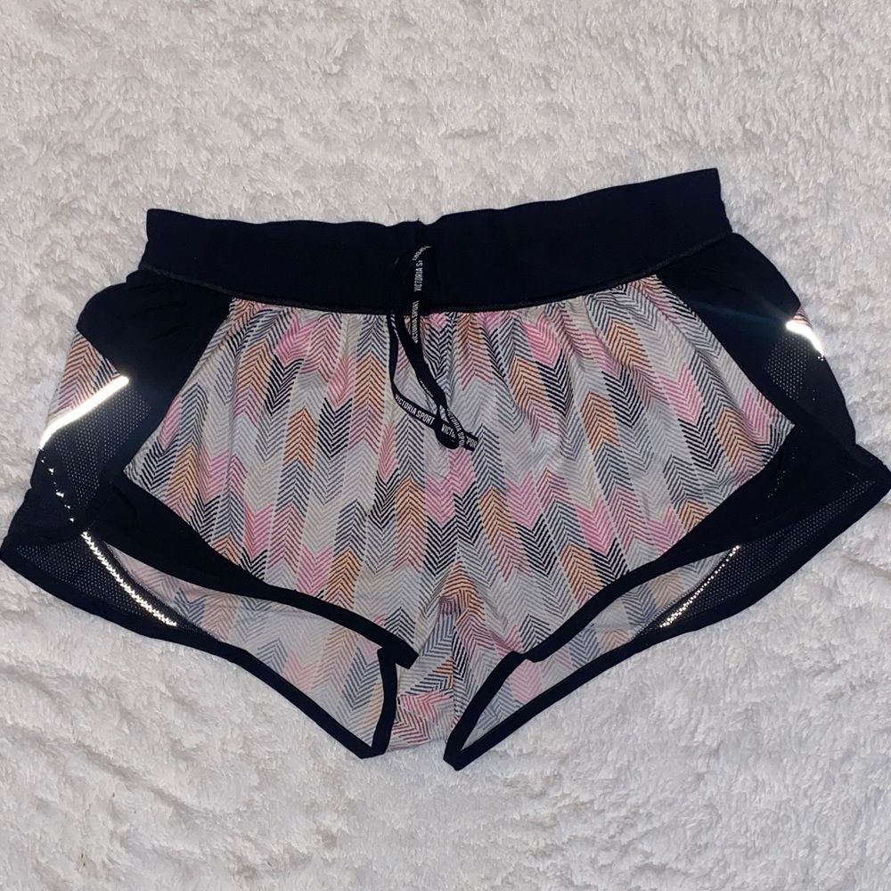 Victoria's Secret Multicolor Reflective Strip Athletic Shorts with Drawstring